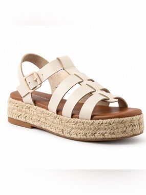 NWT American Eagle Outfitters Cream Braided Espadrille Platform Sandals